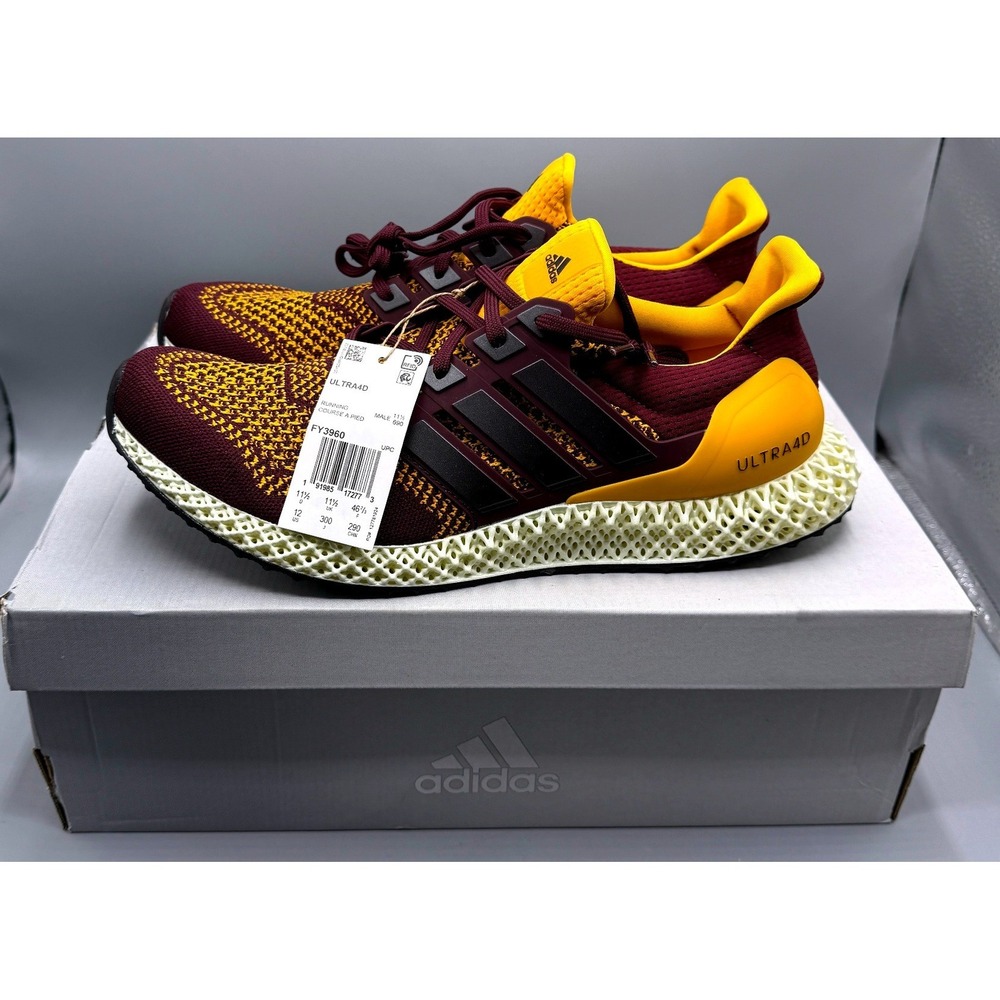 Adidas Ultra4D Mens Maroon Gold ASU Sun Devils Running Shoes FY3960 Size 12 NEW